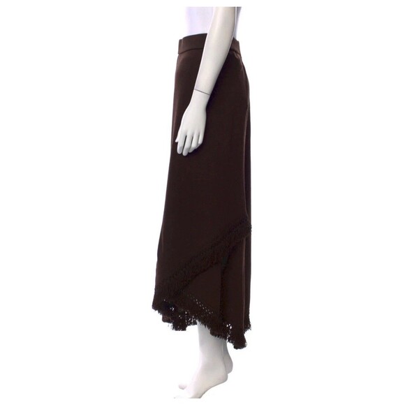 St. John Maxi Santana Knit Pull on Skirt Bottom Fringe Brown Size M Boho - Picture 2 of 12